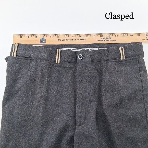 GARY GRAHAM Gray Merino Wool Fold Over Waist Leather Trim Avant Garde Pants 6 - Picture 10 of 16